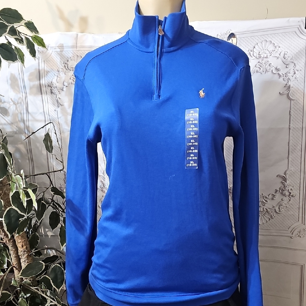 Polo Ralph Lauren NWY Holiday Blue Quarter-Zip Pullover 18-20